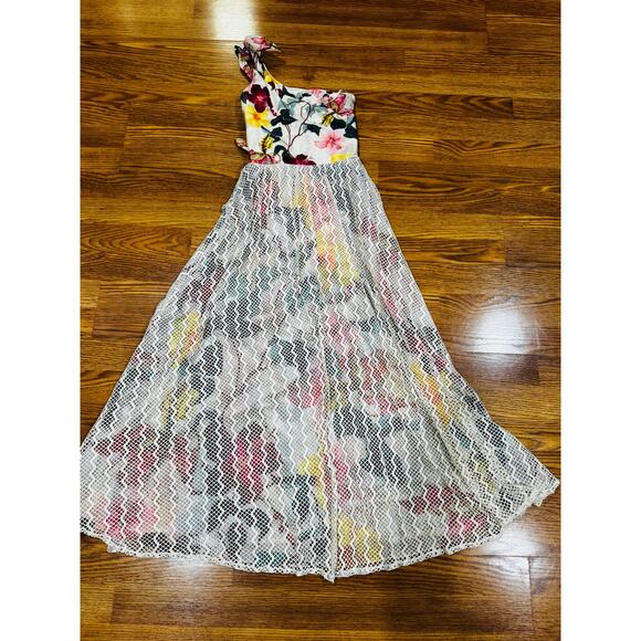 PatBO Hibiscus Neutral floral-print one-shoulder Sundress NWT SZ 4 - Picture 13 of 14